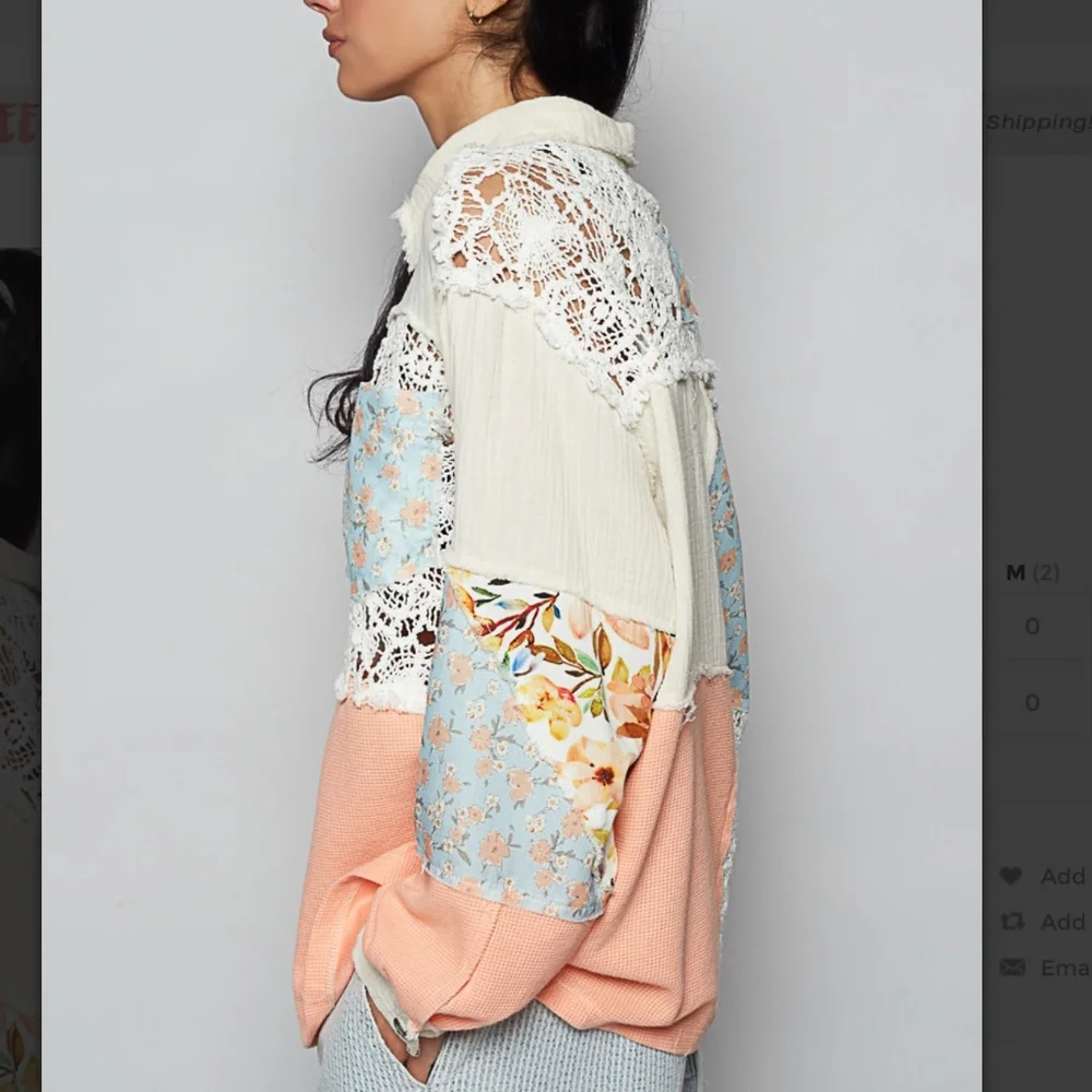 POL “ Marie 4 “ POL Double Gauze Top with Raw Edge Detail in Natural 78 - Picture 3 of 7